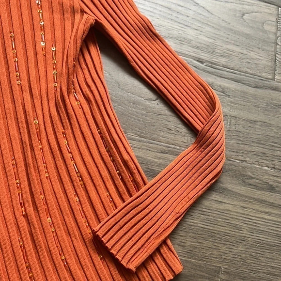 🔥lucien Daunois🔥 | Vintage orange knit beaded zip up cardigan - Picture 4 of 10